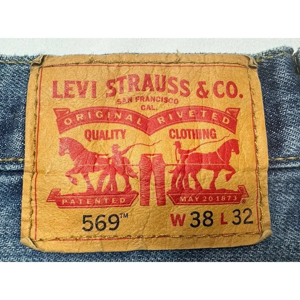 Levis 569 Men's Loose Straight Fit Blue‎ Denim Jeans- Size 40x30.5*